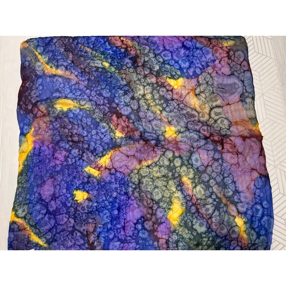Happiness Pure 100% Silk Hand Sewn Square Fairy Marbled Hand Dyed
